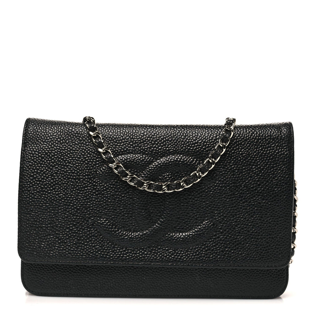 Chanel Caviar Timeless CC Wallet On Chain WOC Black