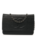 Chanel Caviar Timeless CC Wallet On Chain WOC Black