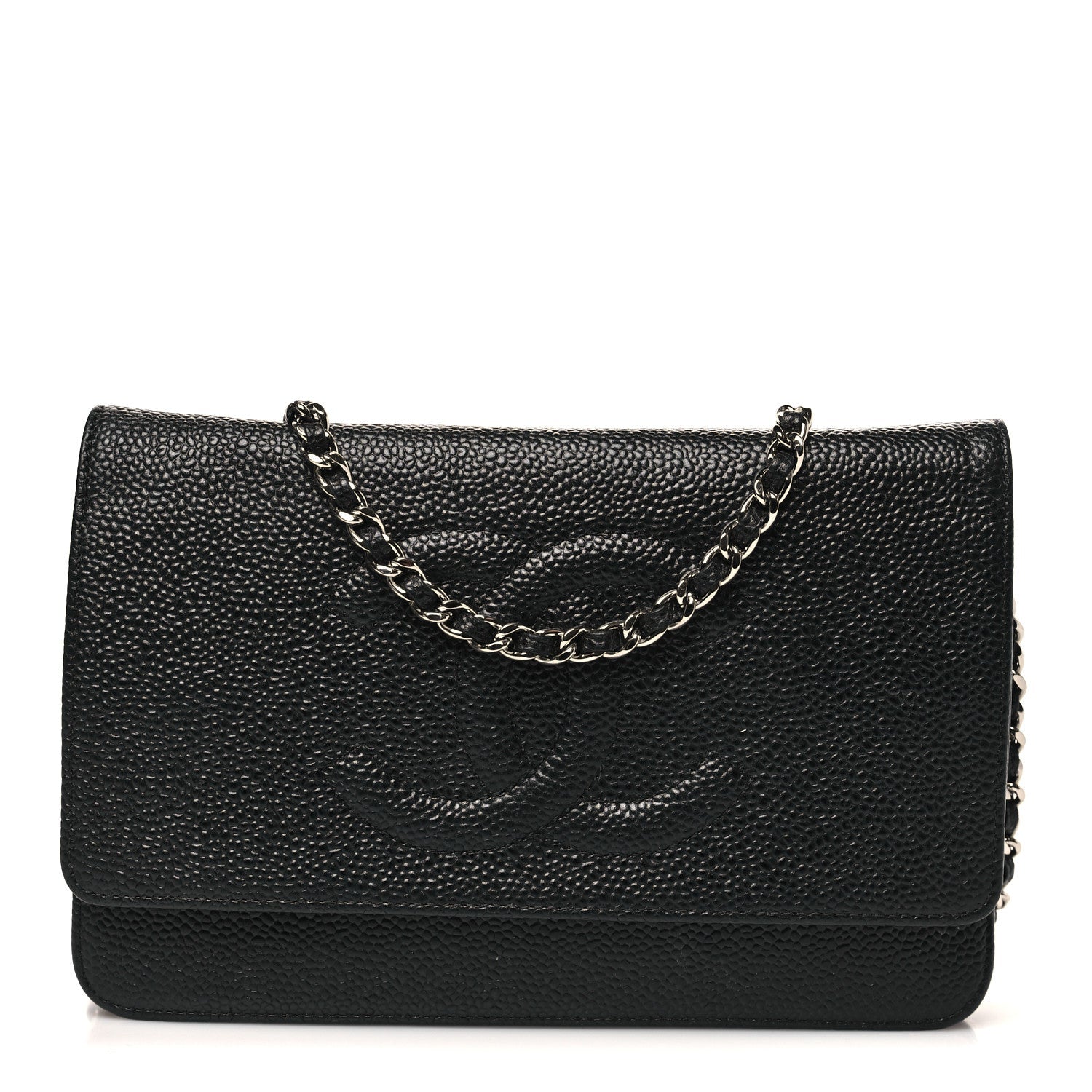 Chanel Caviar Timeless CC Wallet On Chain WOC Black