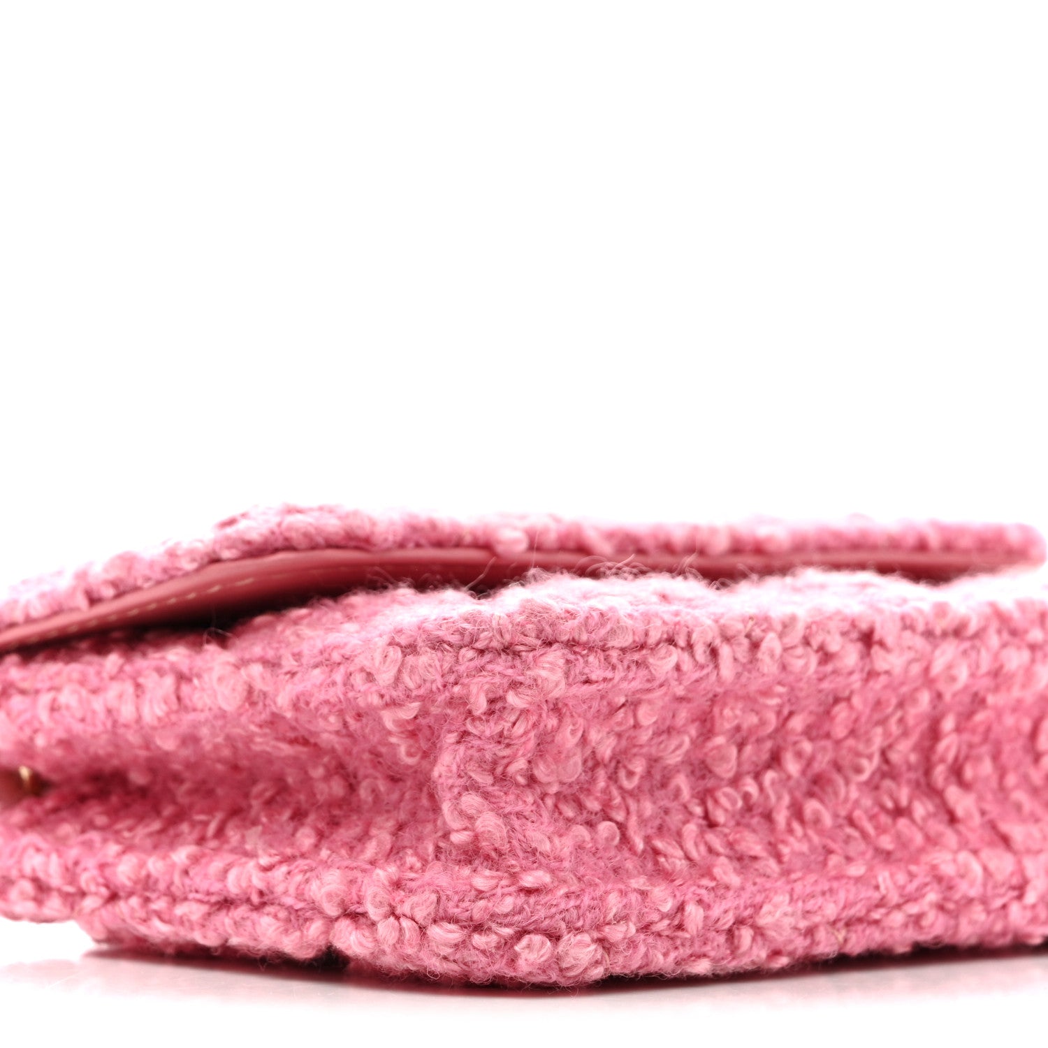 Chanel Tweed Quilted Flap Chain Waist Bag Pink