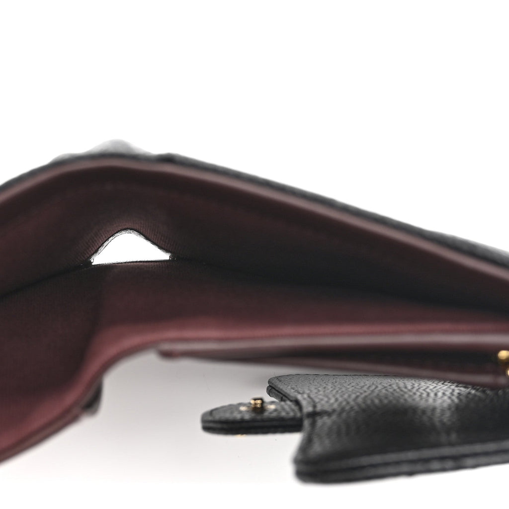 Caviar Quilted Medium Flap Wallet Black