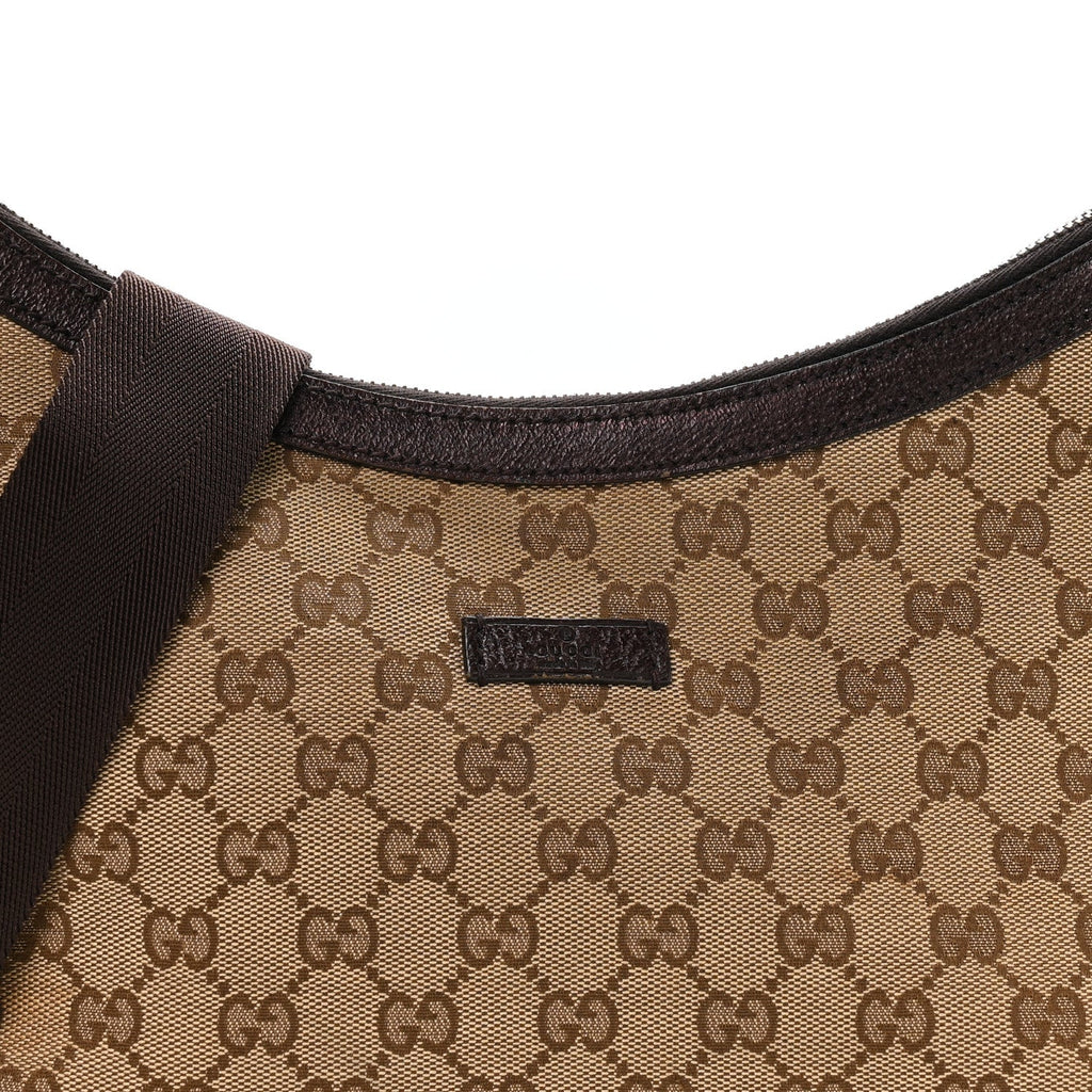 Gucci Monogram Medium Half Moon Hobo Dark Brown