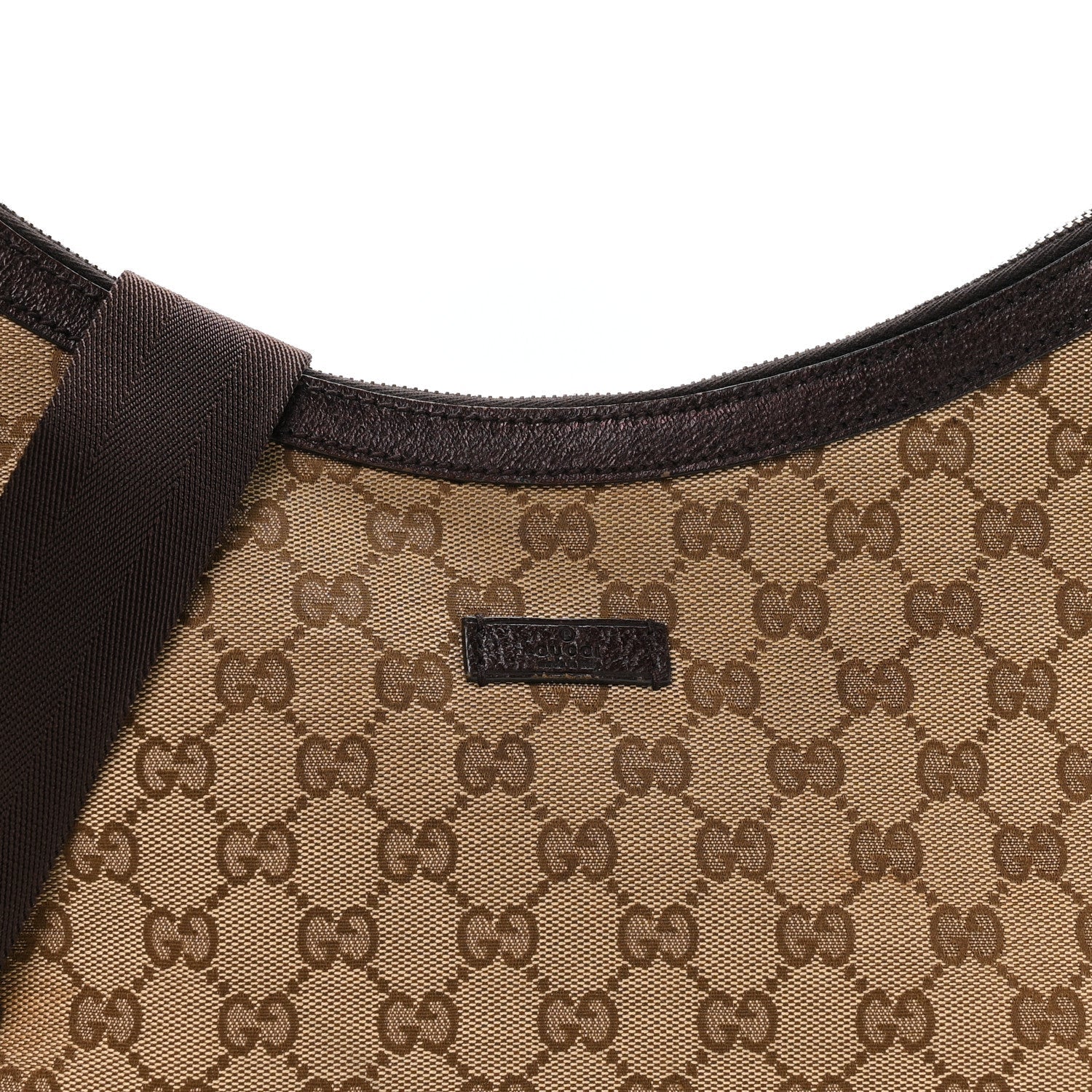 Gucci Monogram Medium Half Moon Hobo Dark Brown