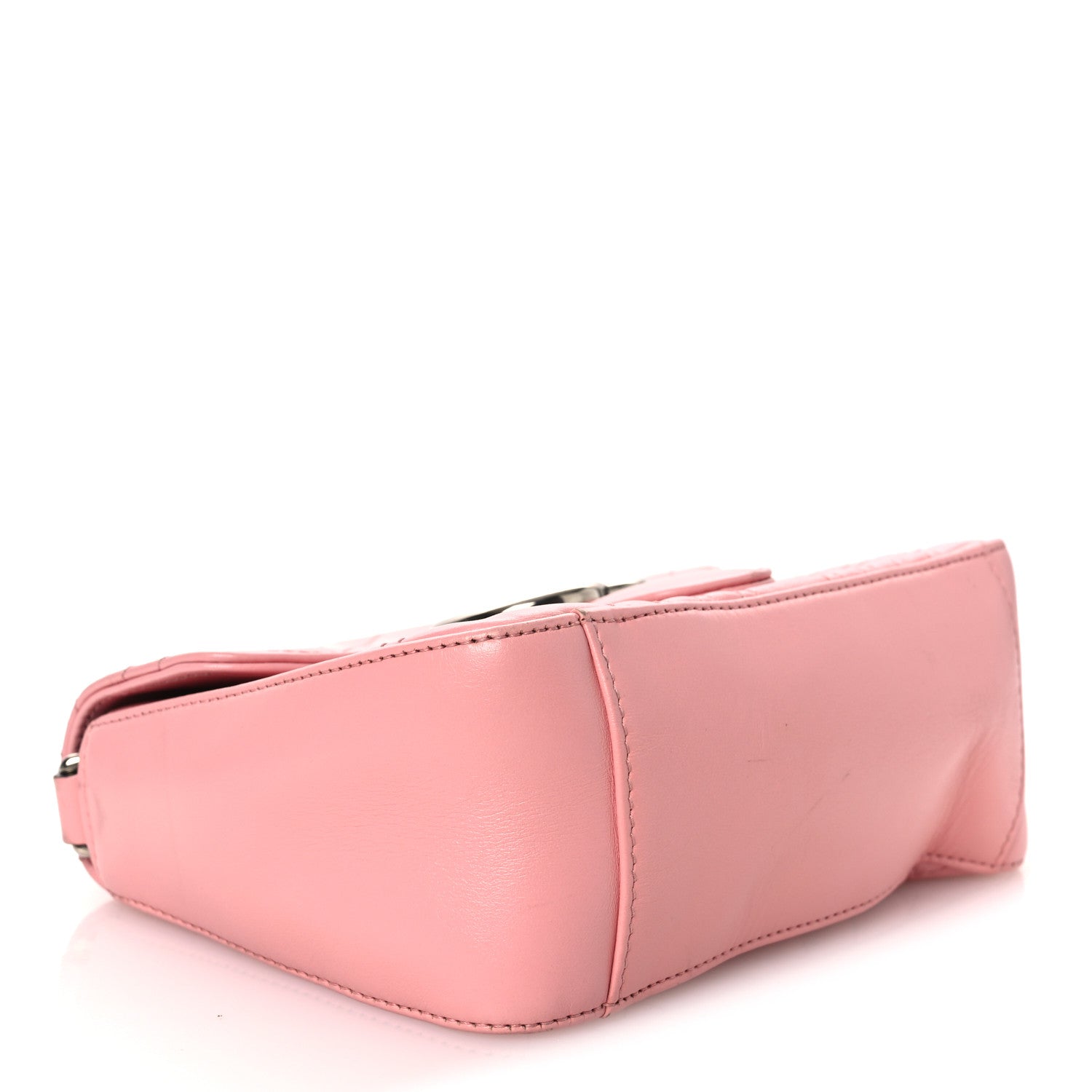Gucci Calfskin Matelasse Mini GG Marmont Top Handle Shoulder Bag Wild Rose
