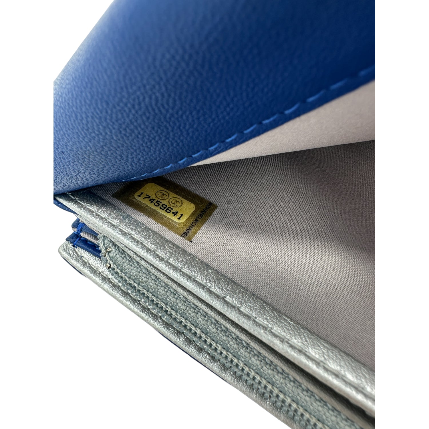 Chanel bag CC Flap Camellia Lambskin Long Wallet Blue