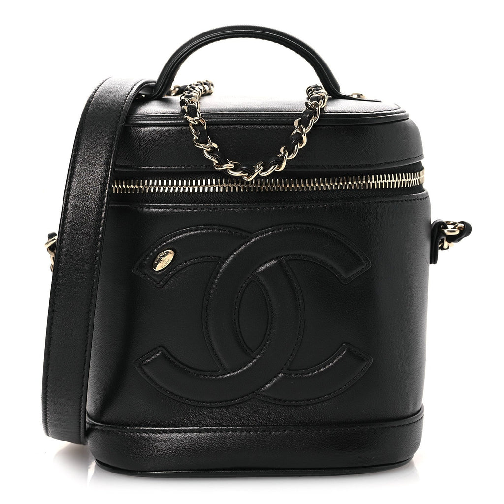 Chanel Lambskin Timeless Vanity Cosmetic Case Black