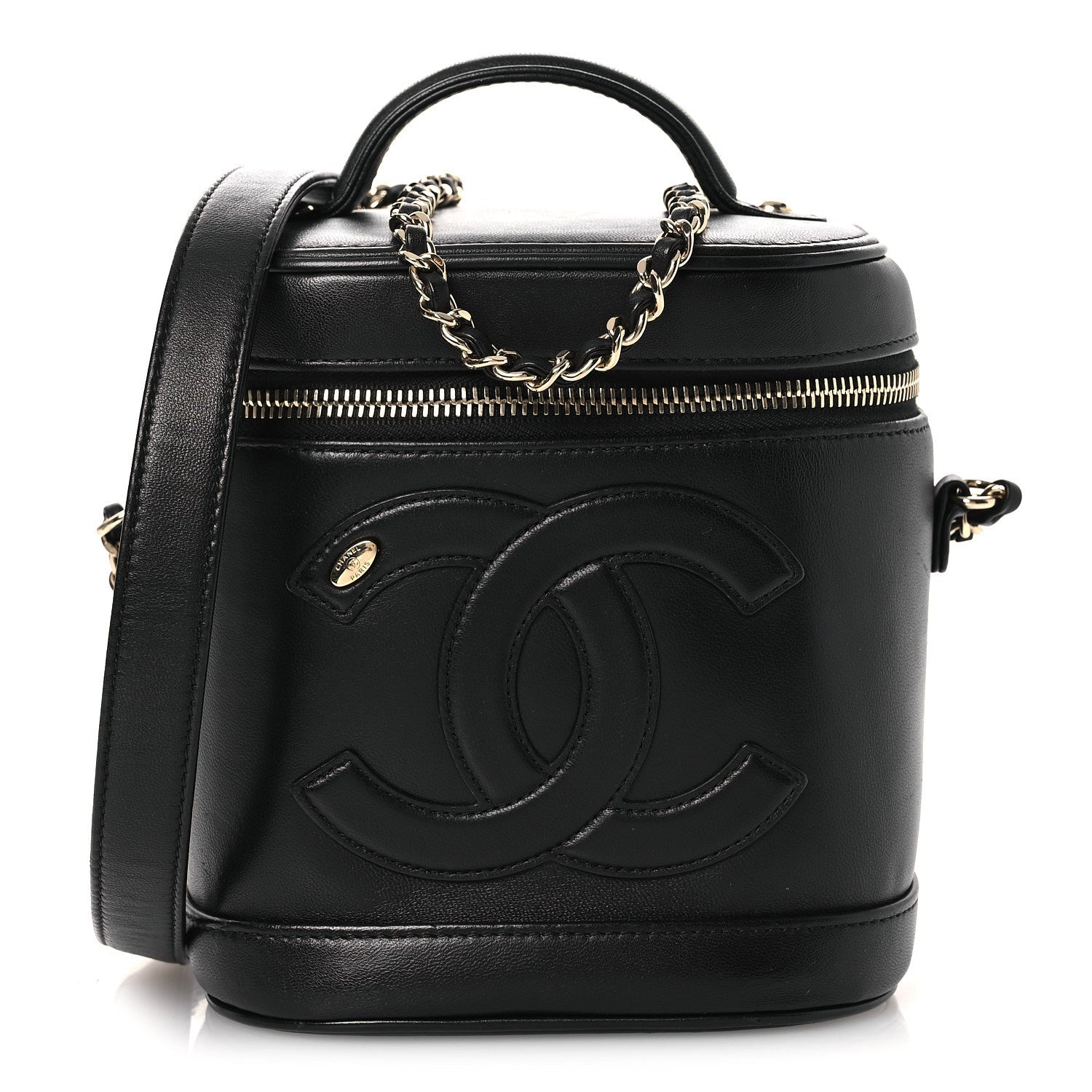 Chanel Lambskin Timeless Vanity Cosmetic Case Black