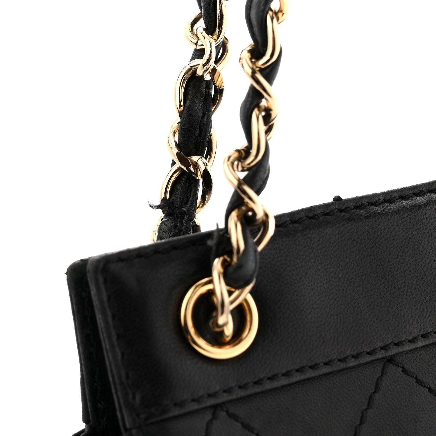 Chanel Lambskin Stitched Small Tote Black