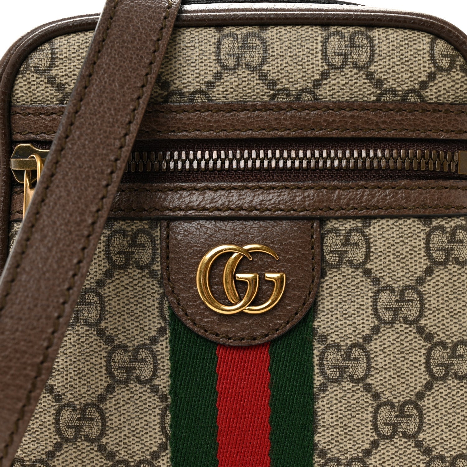 Gucci GG Supreme Monogram Web Mini Ophidia Messenger Brown
