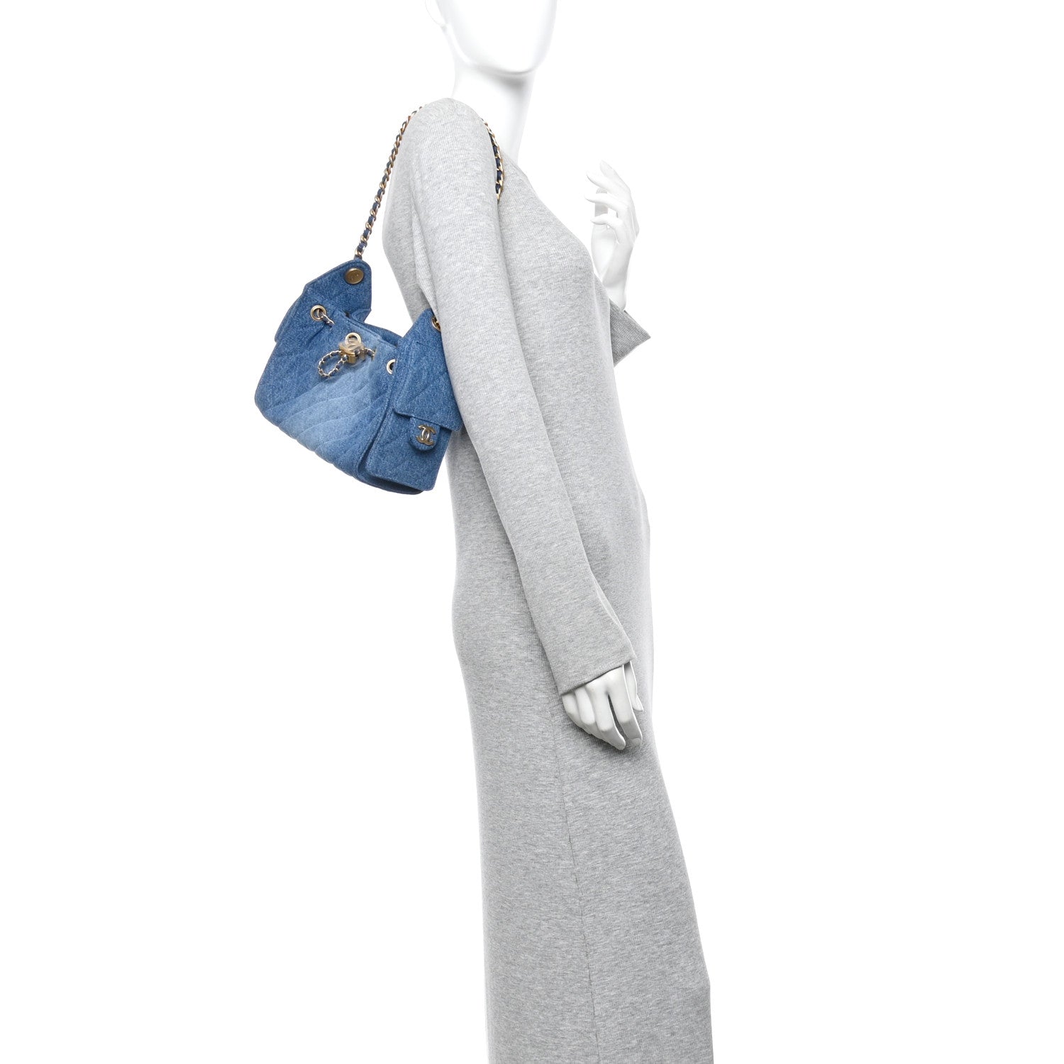 Chanel Washed Denim Quilted Mini Chanel 25 Handbag Blue