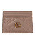 Gucci Calfskin Matelasse GG Marmont Card Holder Porcelain Rose