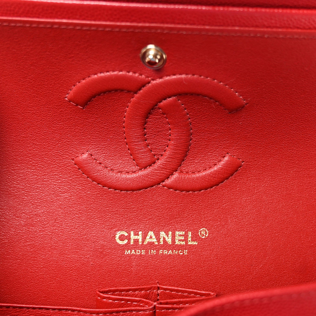 Chanel Caviar Quilted Medium Double Flap Red