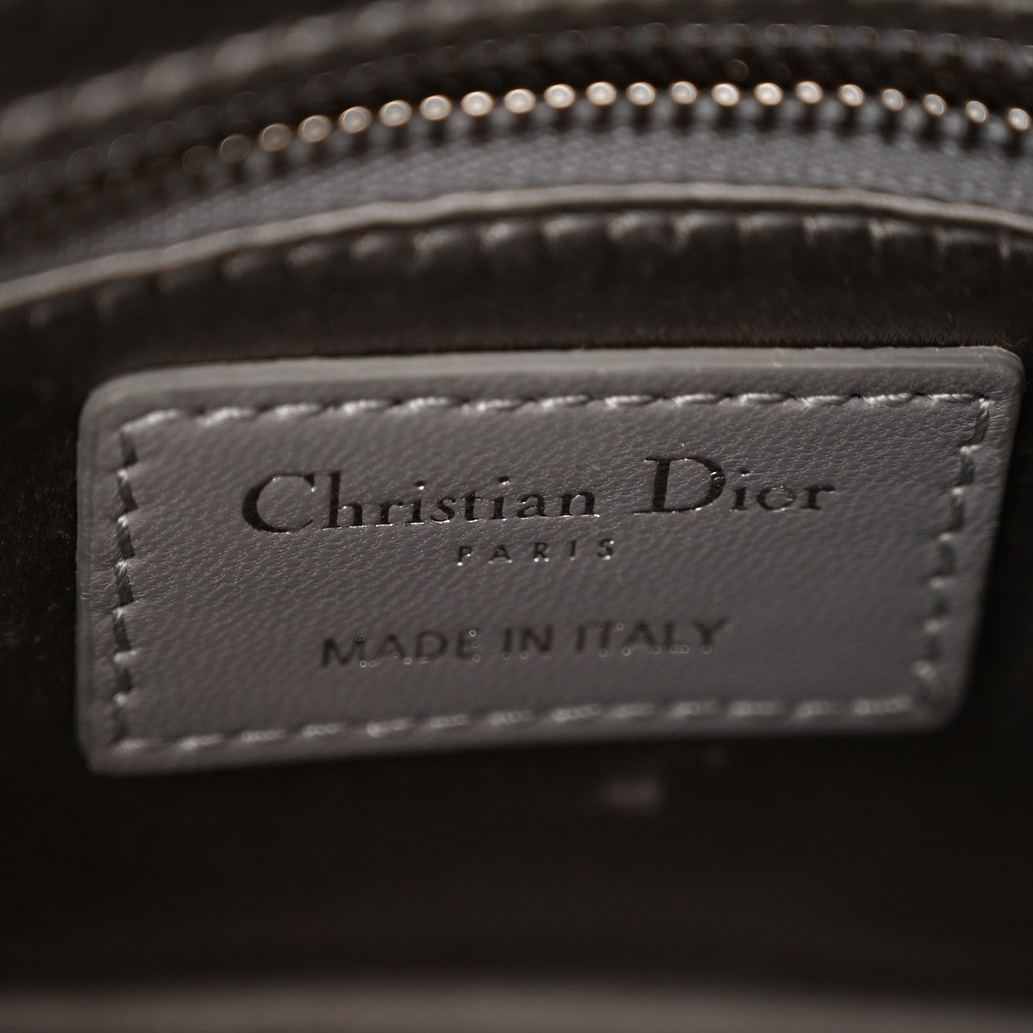 Christian Dior Satin Crystal Cannage Mini Lady Dior Gray