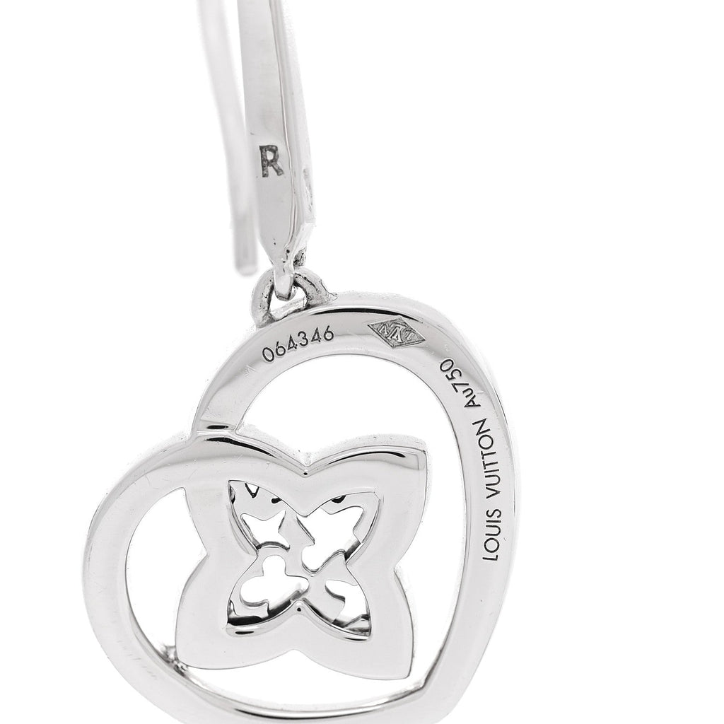 Louis Vuitton 18K White Gold Diamond Small Coeur Heart Drop Earrings