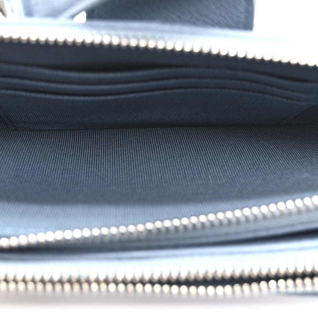Chanel Caviar Quilted CC Box Clutch With Chain Blue
