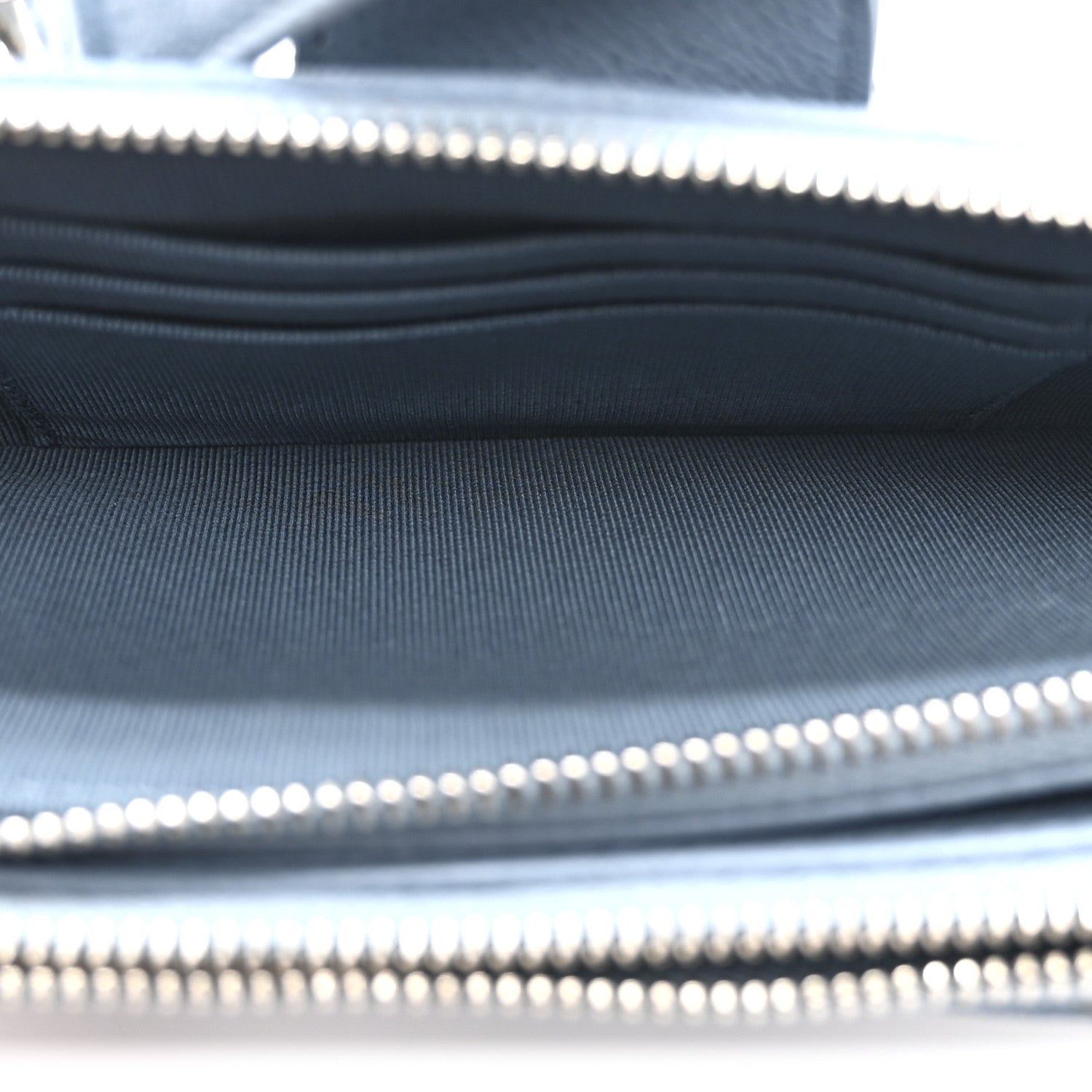 Chanel Caviar Quilted CC Box Clutch With Chain Blue