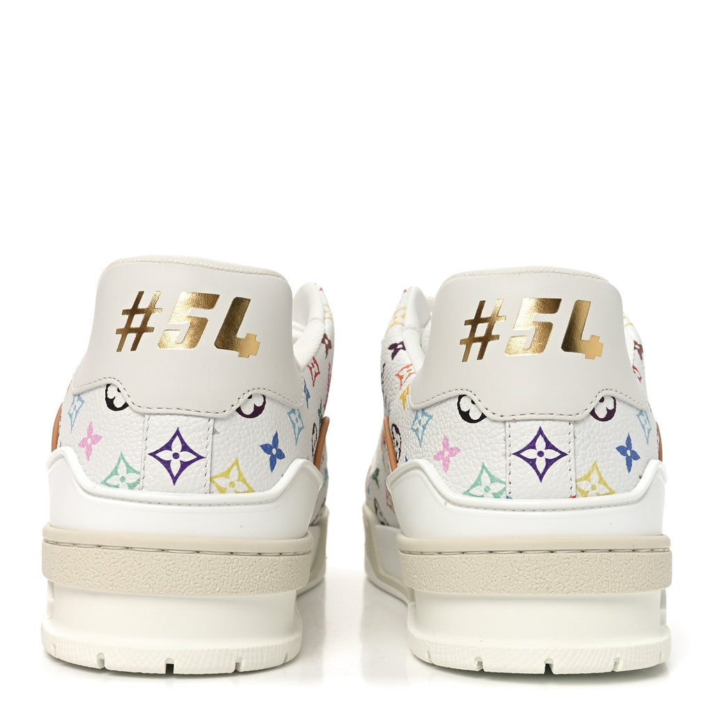 Louis Vuitton LV X TM Calfskin Monogram Multicolor Womens LV Trainer Sneakers 39 White Multicolor