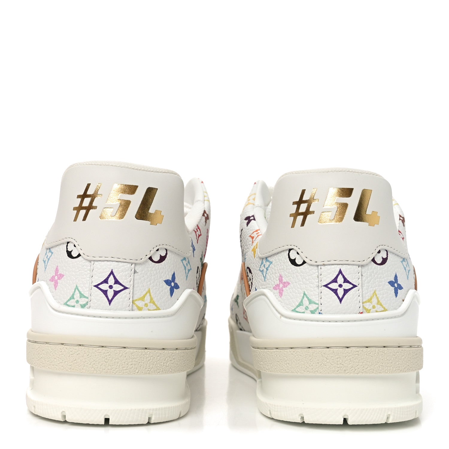 Louis Vuitton LV X TM Calfskin Monogram Multicolor Womens LV Trainer Sneakers 39 White Multicolor