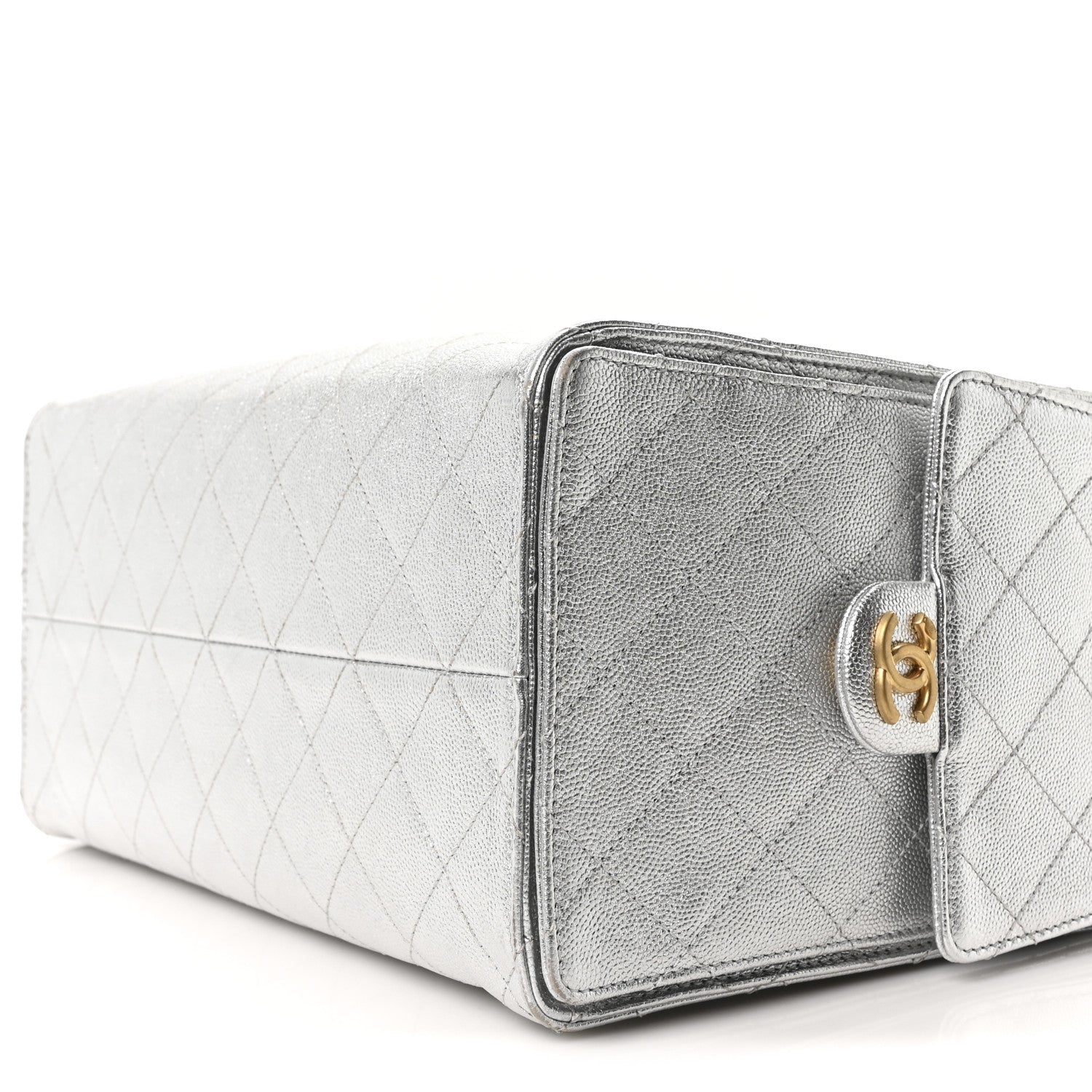 Chanel Metallic Caviar Quilted Medium Chanel 25 Handbag Silver