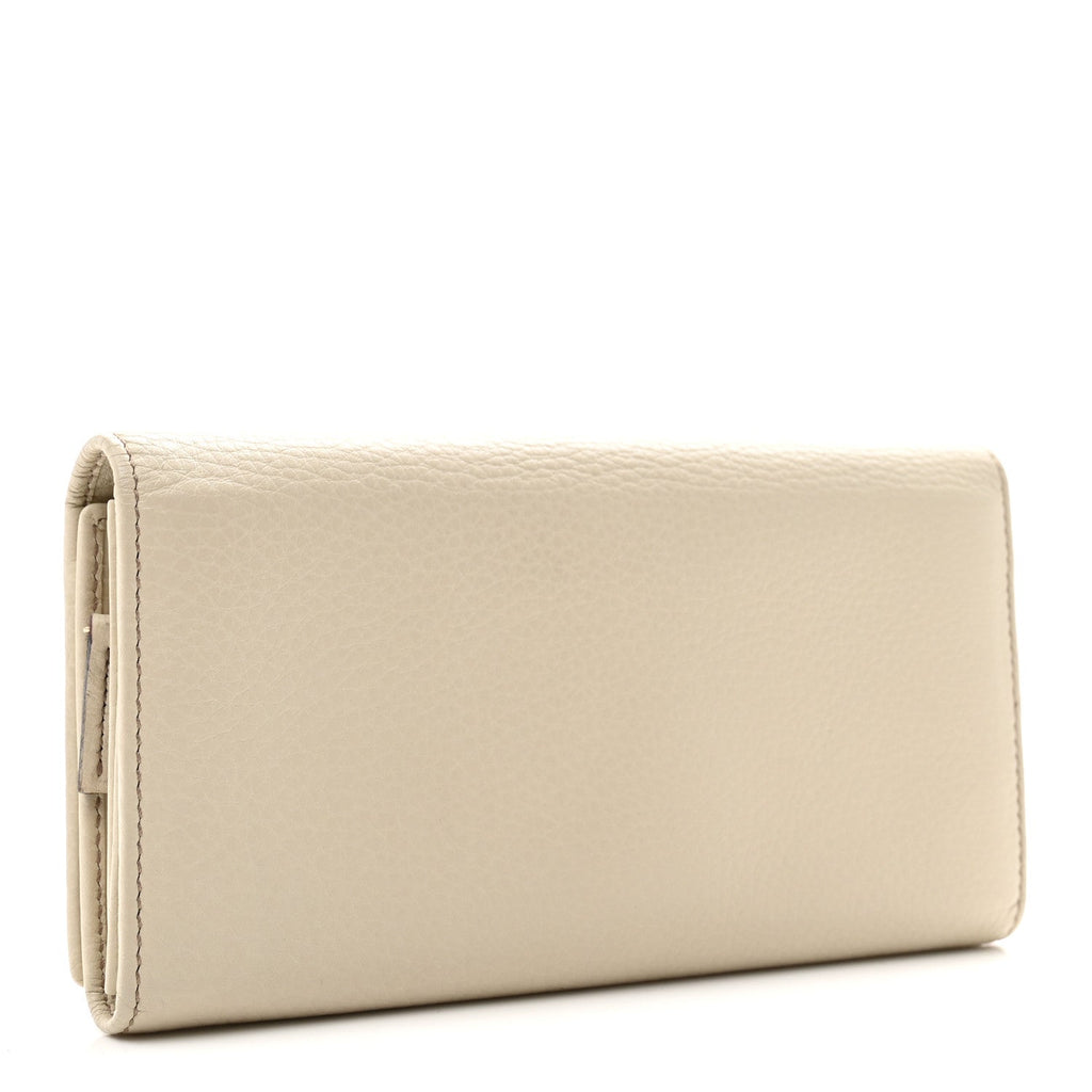 Gucci Pebbled Calfskin Large Soho Continental Wallet Off White