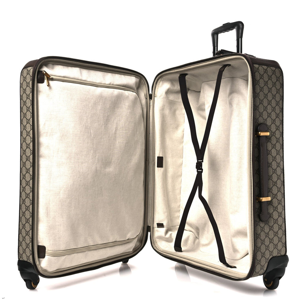 Gucci GG Supreme Monogram Web Medium Savoy Trolley Beige Ebony
