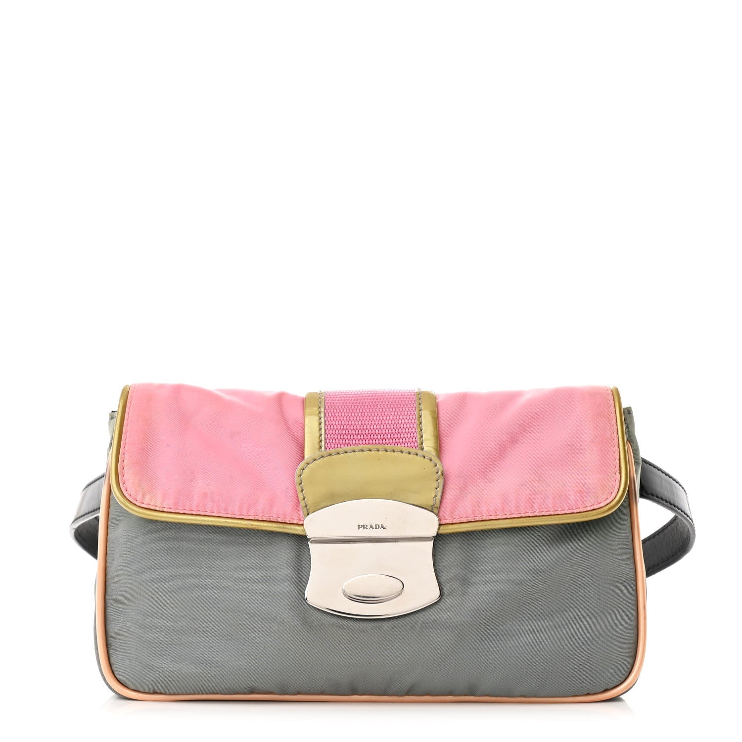 Prada Nylon Vernice Belt Bag Pink Gray