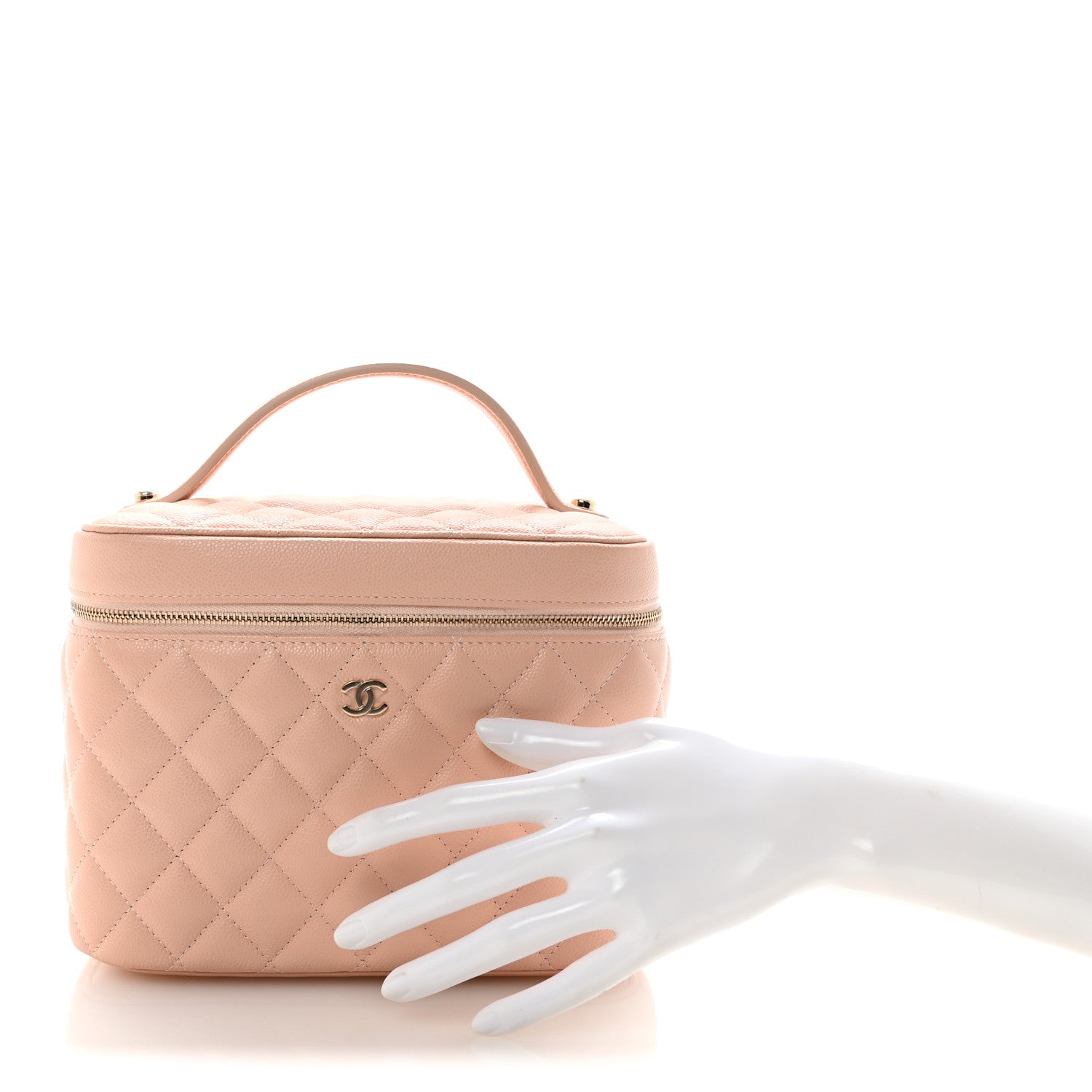 Caviar Quilted Large Vanity Pouch Light Pink