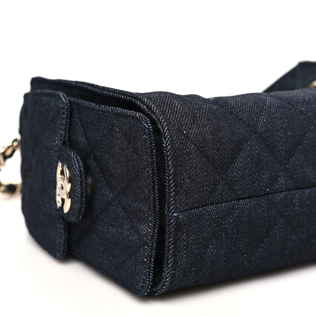 Chanel Denim Quilted Mini Chanel 25 Handbag Dark Blue