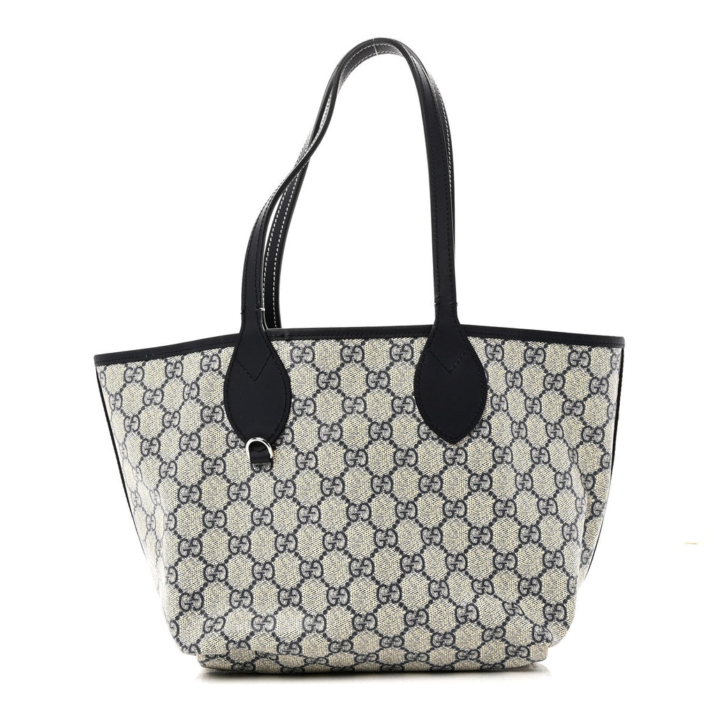 Gucci GG Supreme Monogram Denim Small Totissima Reversible Tote Beige Blue