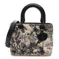 Christian Dior Calfskin Toile de Jouy Carnivora Medium Lady Dior White Black