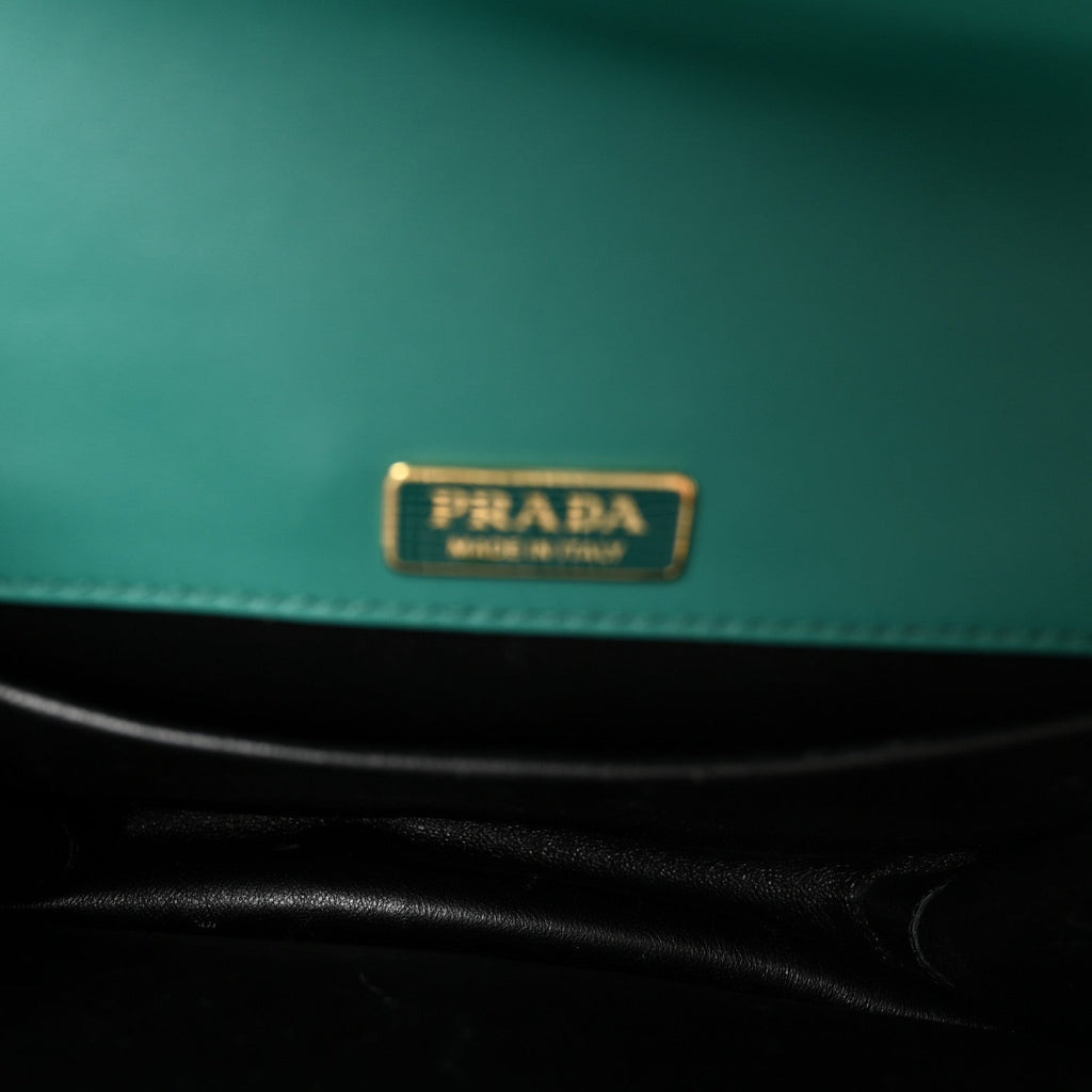 Prada Antic Soft Saffiano Lions Head Cahier Shoulder Bag Assenzio Black