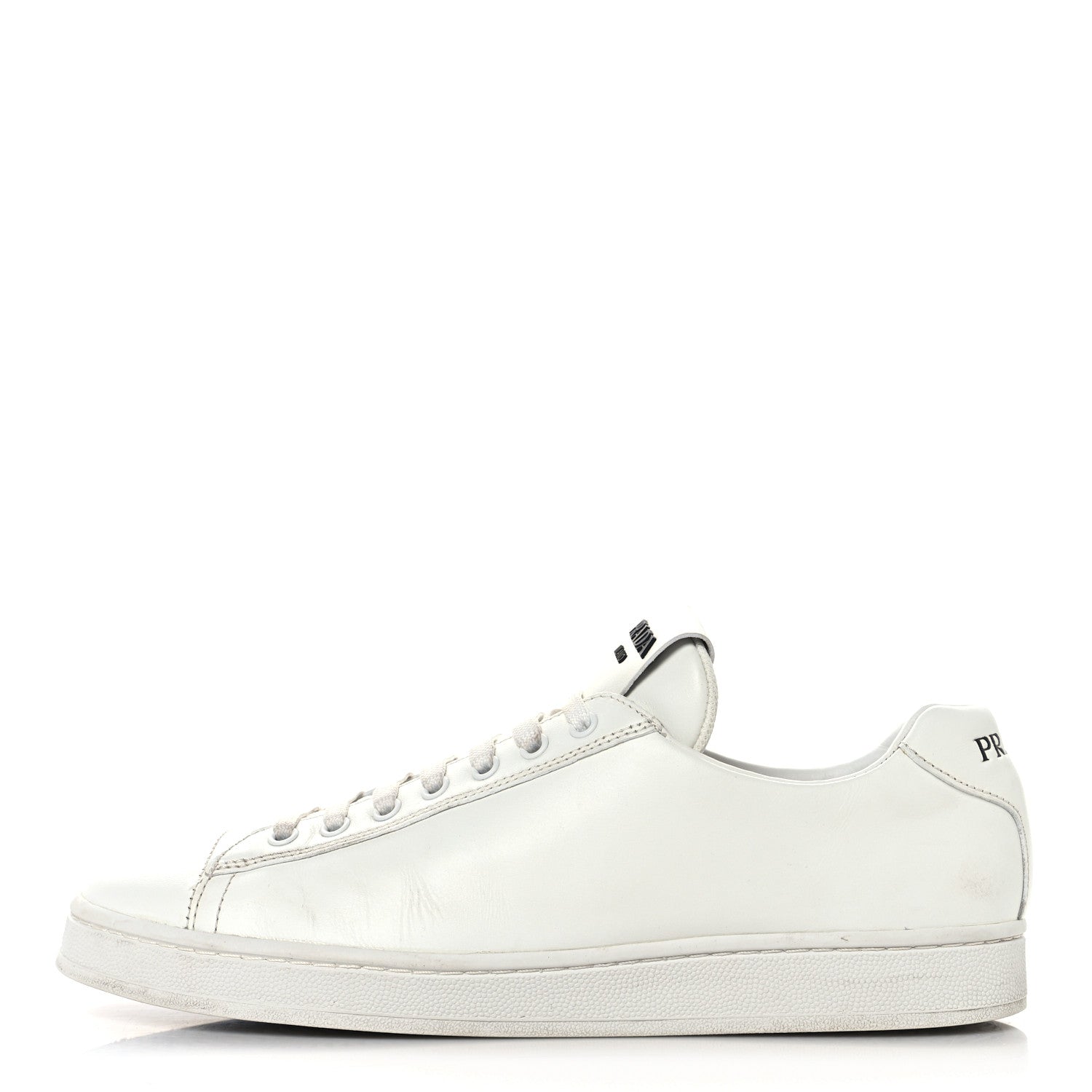 Prada Vitello Mens Logo Low Top Sneakers 43 White