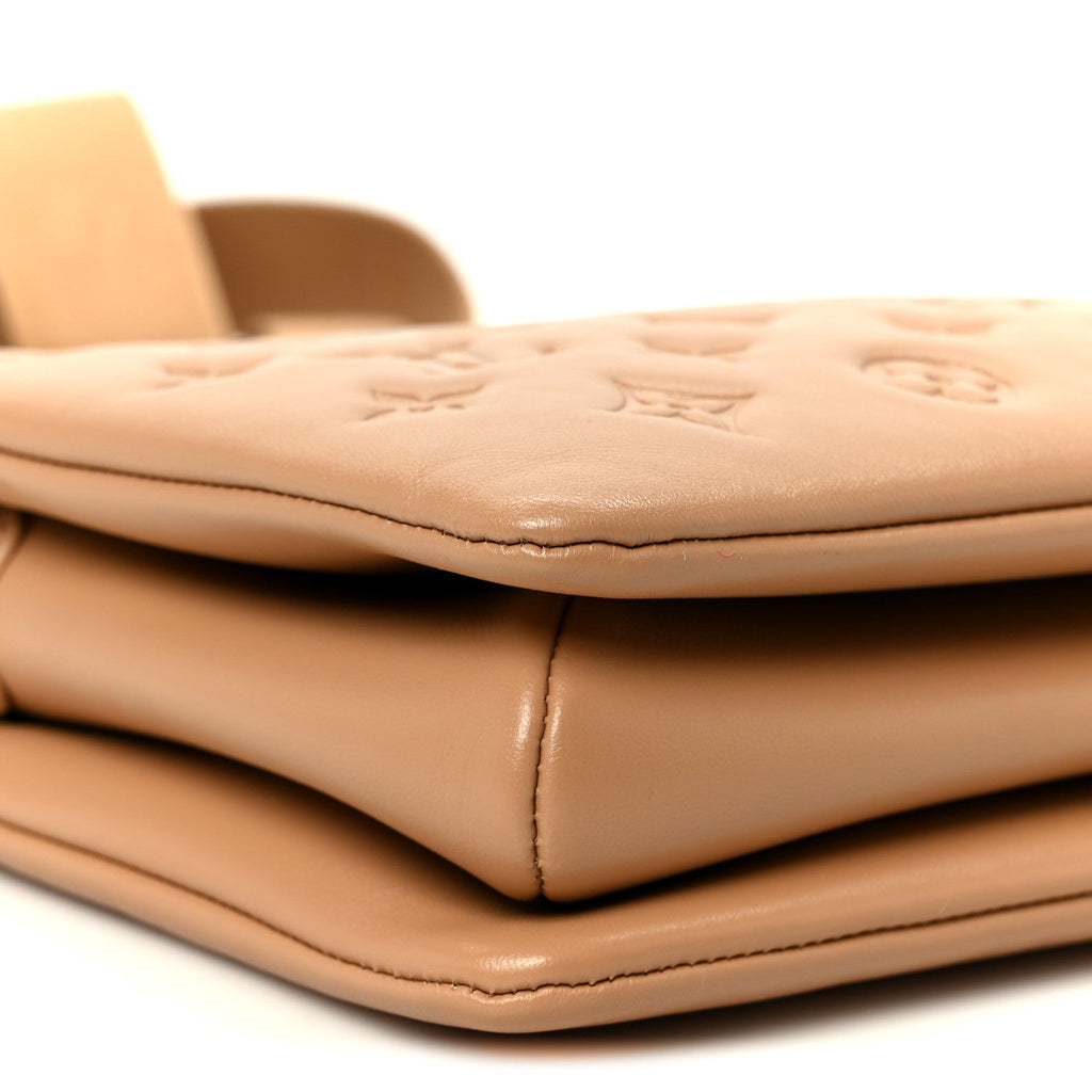 Louis Vuitton Lambskin Embossed Monogram Coussin PM Camel