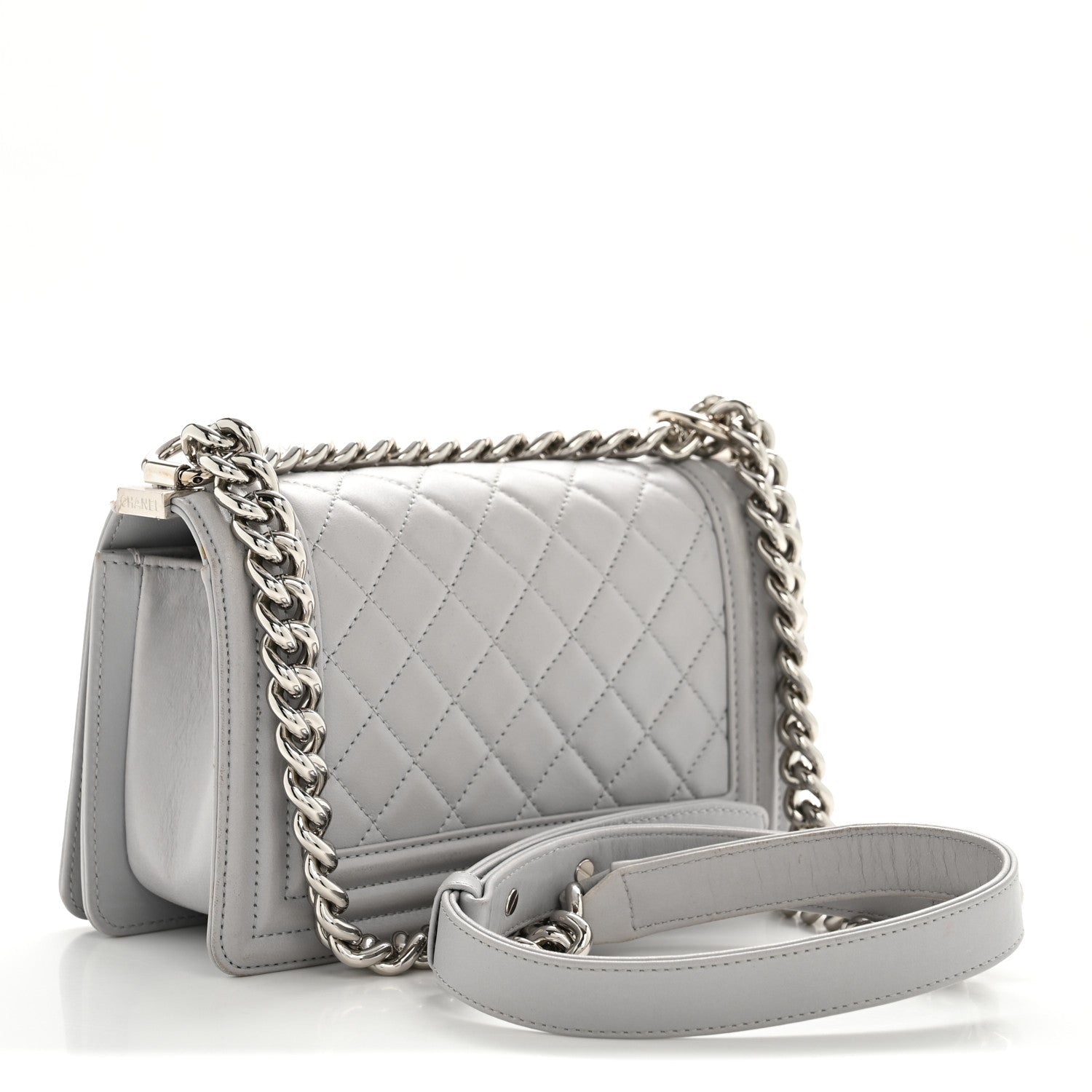 Chanel Lambskin Quilted Small Boy Flap Grey