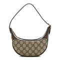 Gucci GG Supreme Monogram Textured Calfskin Web Mini Ophidia Half Moon Hobo Beige Ebony New Acero