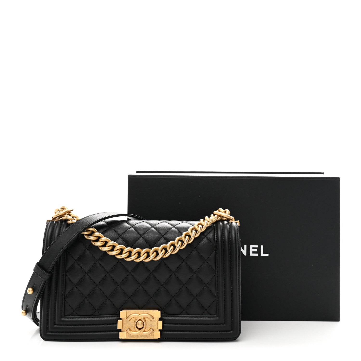 Chanel Lambskin Quilted Medium Boy Flap Black