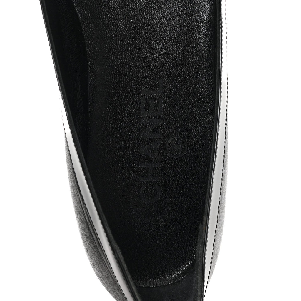 Calfskin Patent Cap Toe Ballerina Flats 38.5 Black