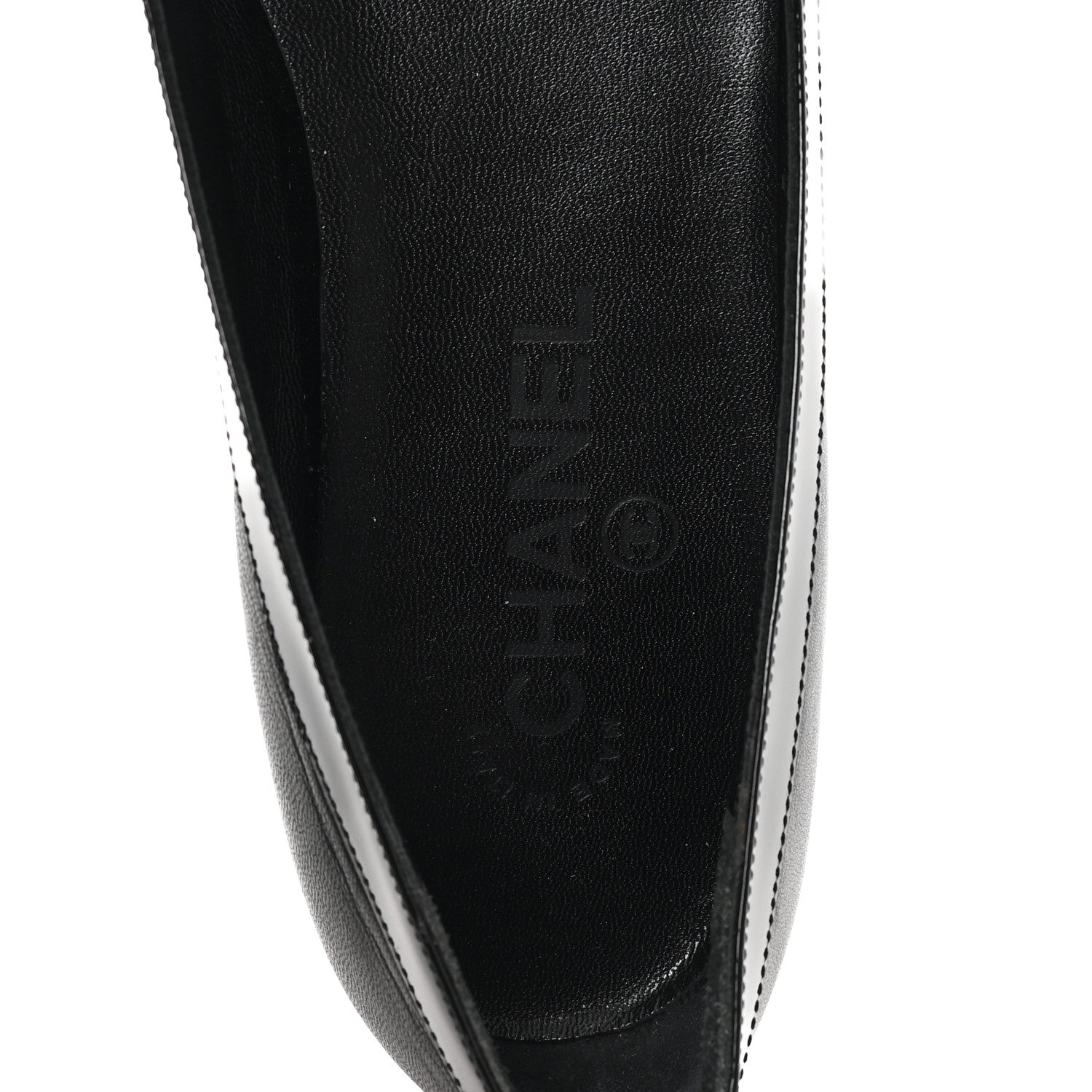 Calfskin Patent Cap Toe Ballerina Flats 38.5 Black