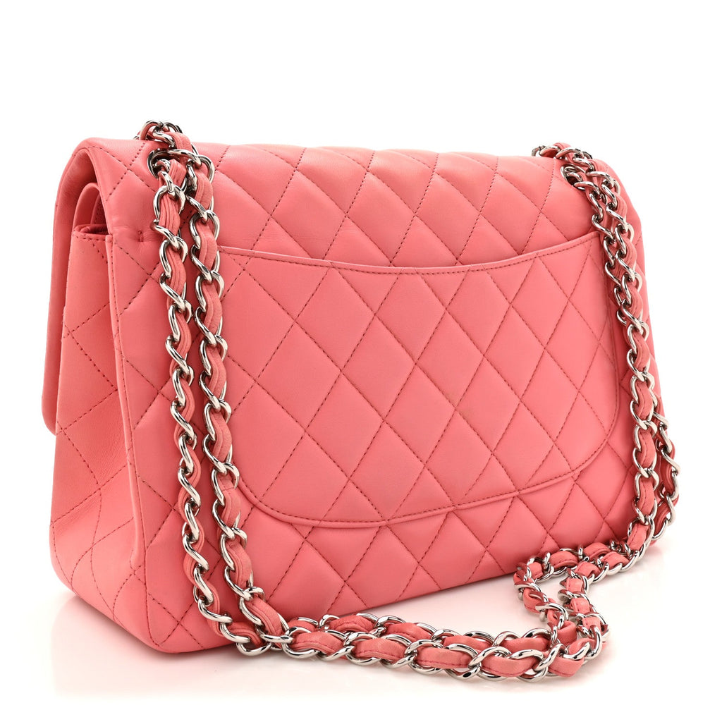 Chanel Lambskin Quilted Jumbo Double Flap Pink