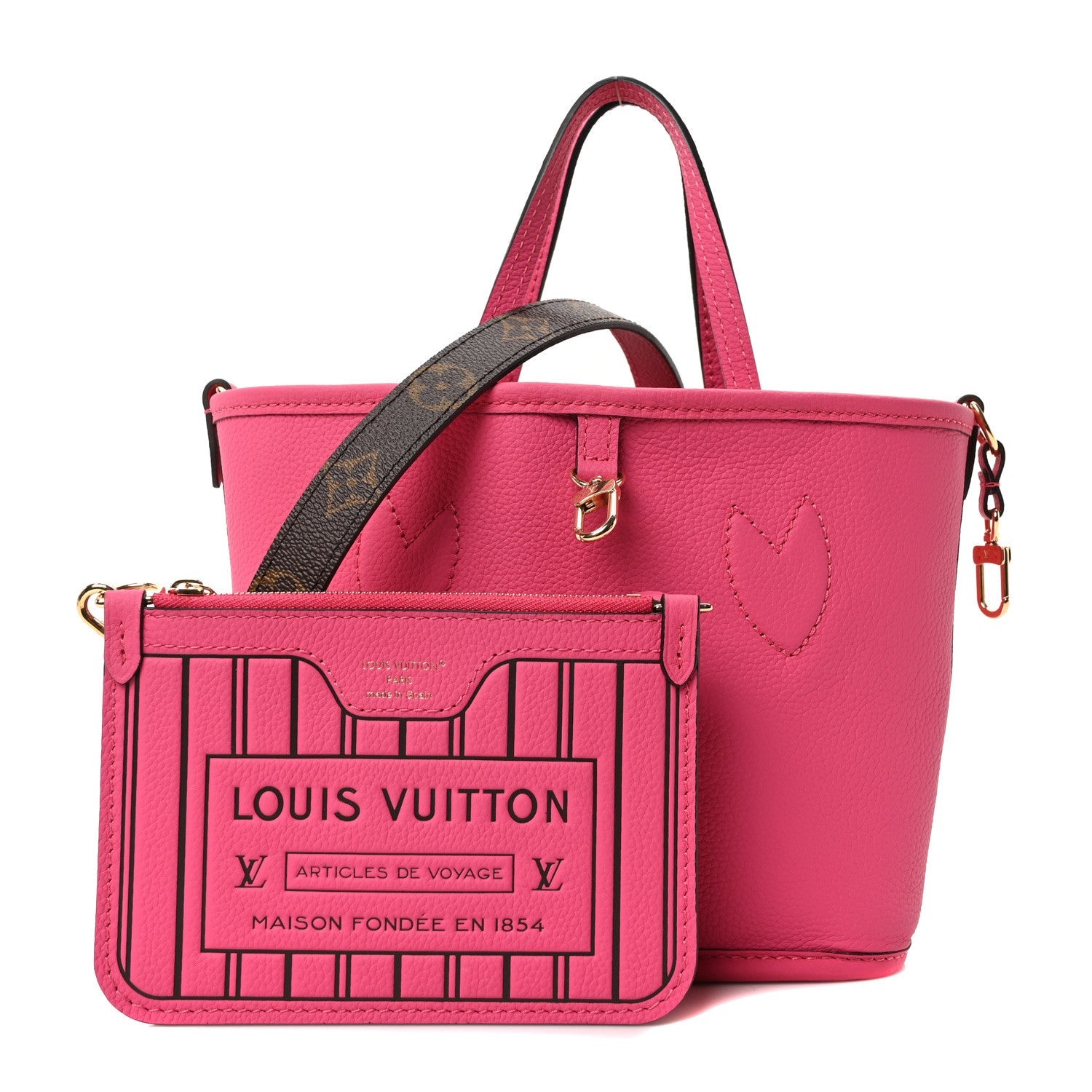 Louis Vuitton Monogram Neverfull Inside Out Bandouliere BB Rose Pondichery