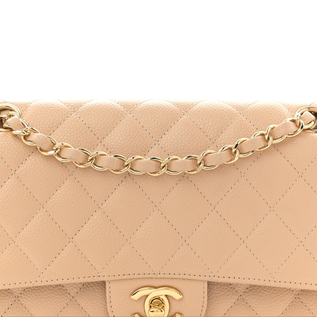 Chanel Caviar Quilted Medium Double Flap Beige