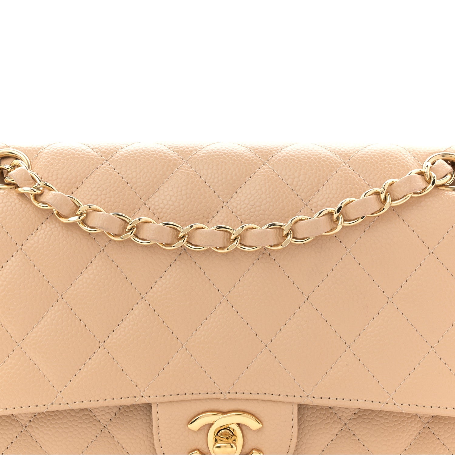 Chanel Caviar Quilted Medium Double Flap Beige