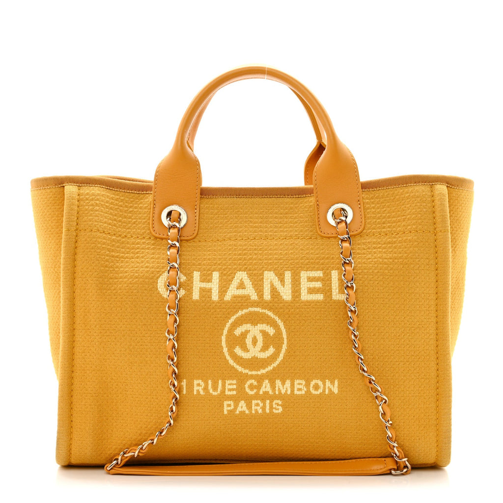 Chanel Mixed Fibers Small Deauville Tote Yellow