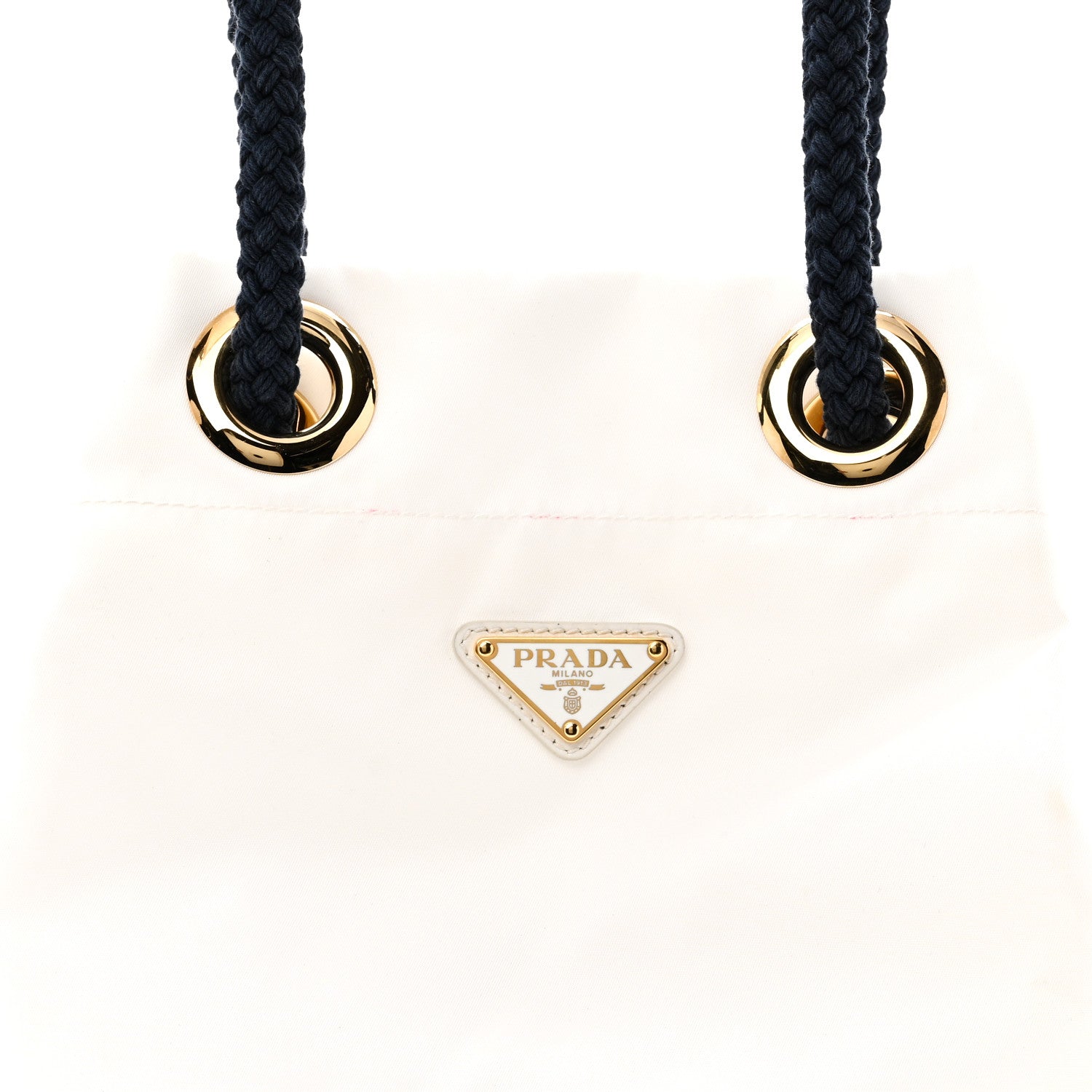 Prada Re-Nylon Triangle Mariner Small Bucket Bag White Baltico