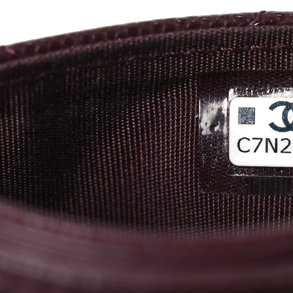 Caviar Quilted Crystal Card Holder Burgundy