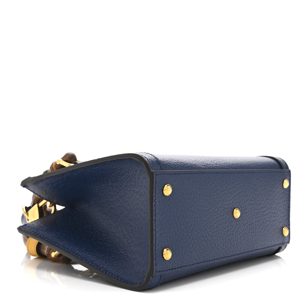 Gucci Textured Dollar Calfskin Web Mini Diana Tote Bag Royal Crop