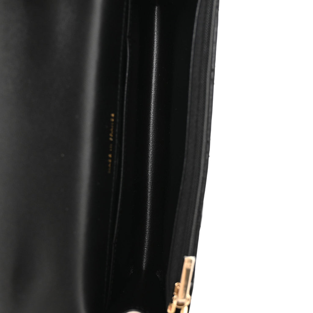 Chanel Lambskin Quilted Flap Phone Holder With Chain Black