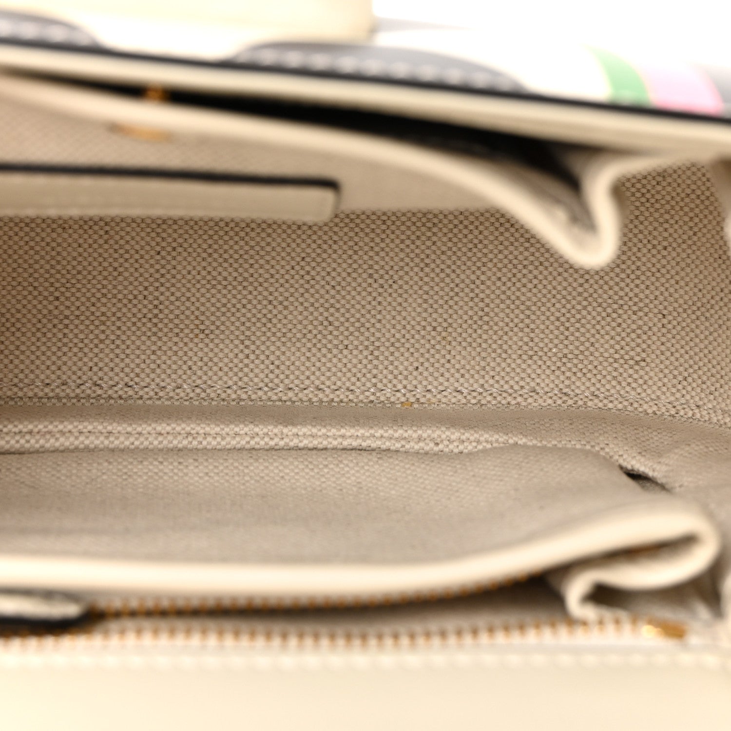 Gucci Calfskin Web Geometric Print Small Bamboo 1947 Top Handle Bag White Multi
