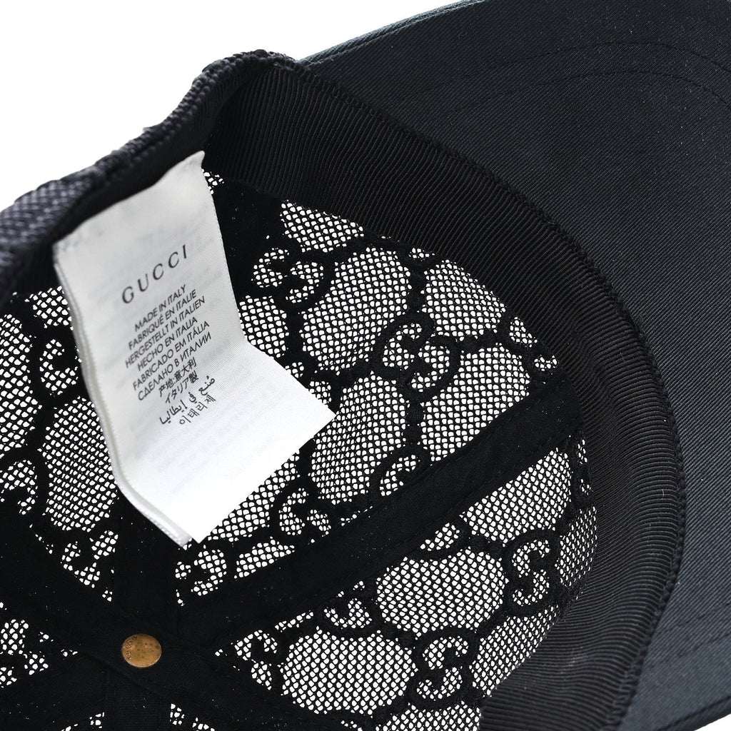 Gucci Mesh GG Monogram Shivali Baseball Hat M Black