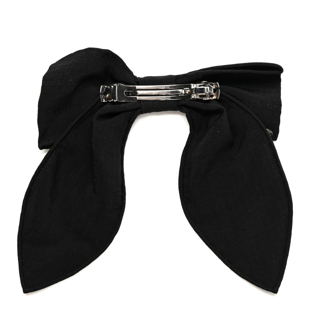 Chanel Silk Bow Hair Clip Black